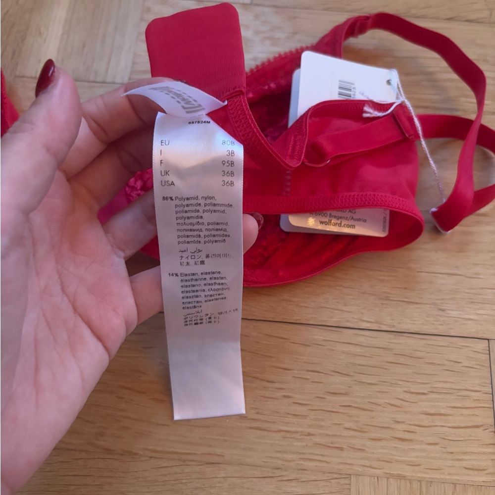 NWT Wolford Alara red rose floral bra - Picture 3 of 7